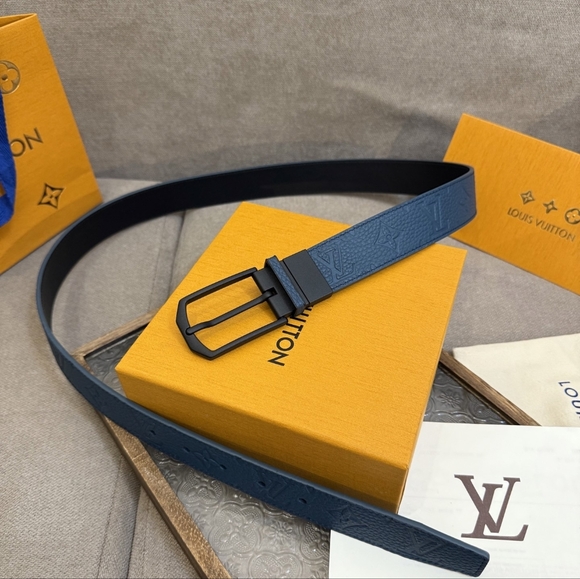 louis vuitton belt blue and black